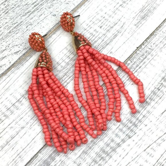 Sugarfix by Baublebar Beaded Tassel Earrings Coral Gold Tone - Picture 3 of 5